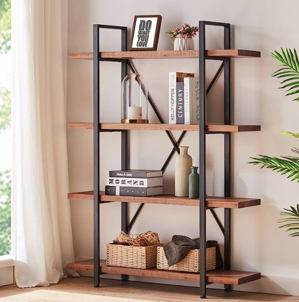 Rak Buku Kayu Bergaya Rustik